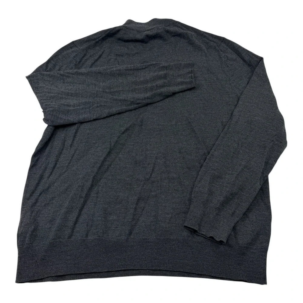 Brooks Brothers Extra Fine Merino Wool Quarter Zip Sweater Charcoal Gray Mens XL
